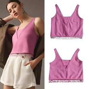 Anthropologie Crystal-Fringe Tank